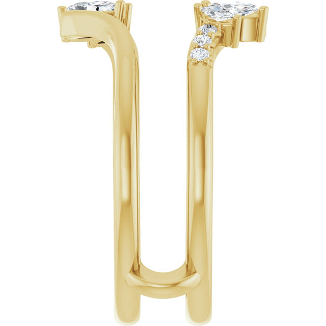 14K Gold Marquise Lab-Grown Diamond Ring Guard - Yellow Gold - view 4