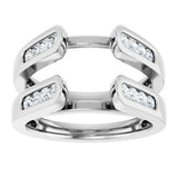 14K Gold Round Natural Diamond Channel-Set Cathedral-Style Ring Guard - White Gold - view 3