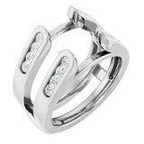 14K Gold Round Natural Diamond Channel-Set Cathedral-Style Ring Guard - White Gold