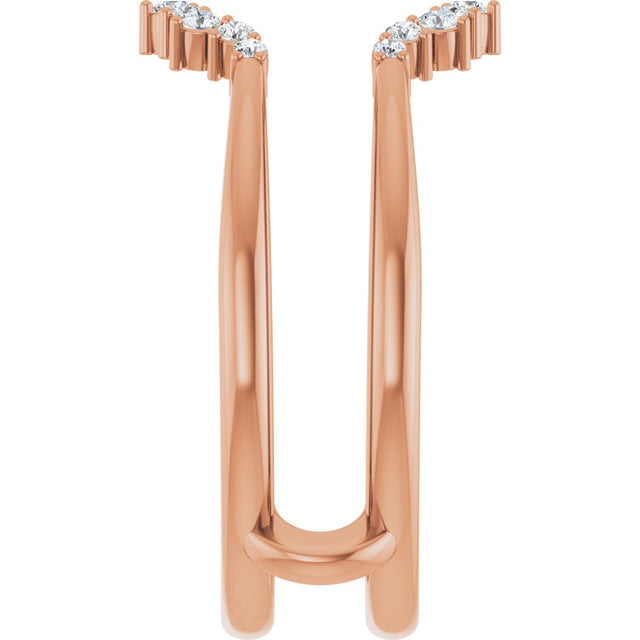14K Gold Round Natural Diamond Ring Guard III - Rose Gold - view 4