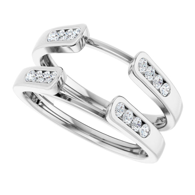14K Gold Round Lab-Grown Diamond Channel-Set Cathedral-Style Ring Guard - White Gold - view 5