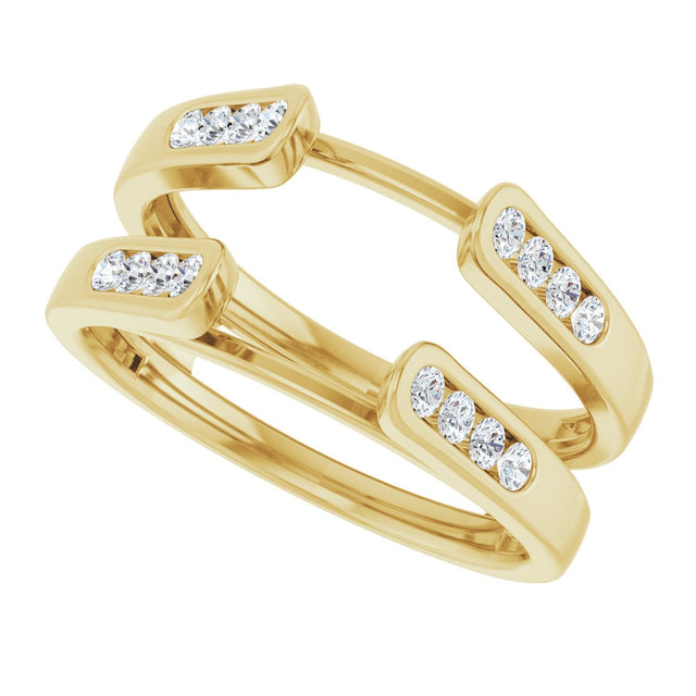 14K Gold Round Lab-Grown Diamond Channel-Set Cathedral-Style Ring Guard - Yellow Gold - view 5