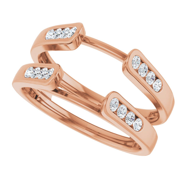 14K Gold Round Lab-Grown Diamond Channel-Set Cathedral-Style Ring Guard - Rose Gold - view 5