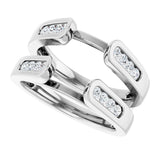 14K Gold Round Natural Diamond Channel-Set Cathedral-Style Ring Guard - White Gold - view 5