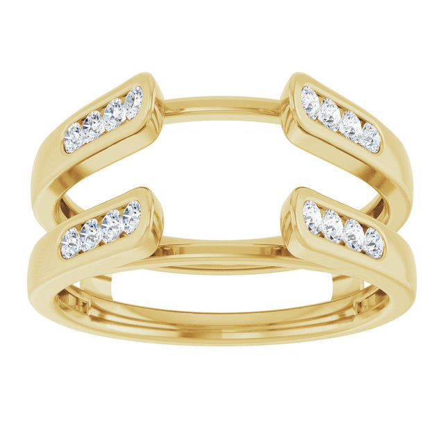 14K Gold Round Lab-Grown Diamond Channel-Set Cathedral-Style Ring Guard - Yellow Gold - view 3