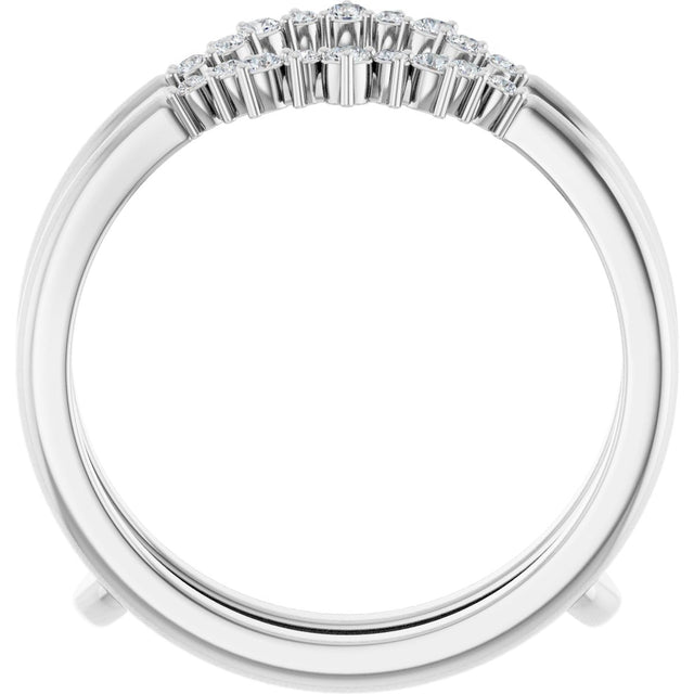 Platinum Round Natural Diamond Ring Guard III - view 2