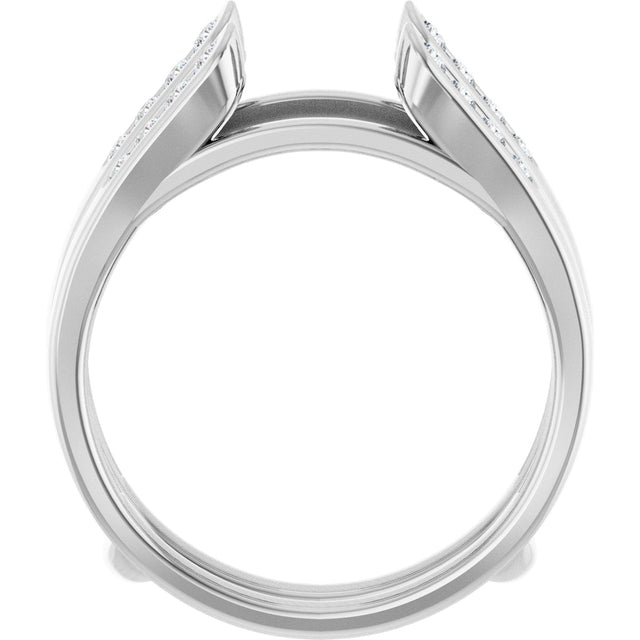 14K Gold Round Lab-Grown Diamond Channel-Set Cathedral-Style Ring Guard - White Gold - view 2