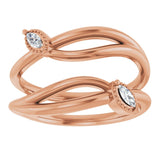 14K Gold Marquise Natural Diamond Bypass Ring Guard - Rose Gold - view 3