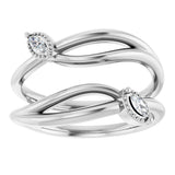 14K Gold Marquise Natural Diamond Bypass Ring Guard - White Gold - view 3