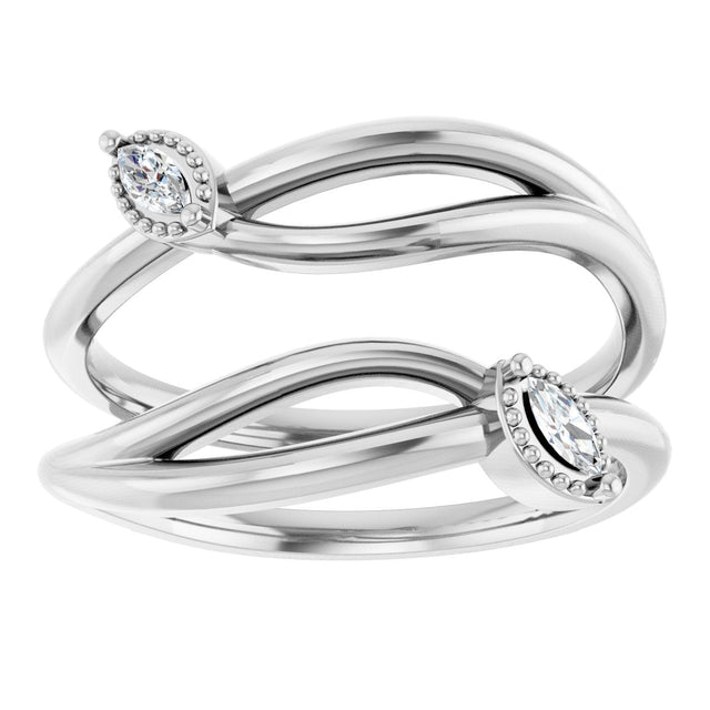 Platinum Marquise Natural Diamond Bypass Ring Guard - view 3