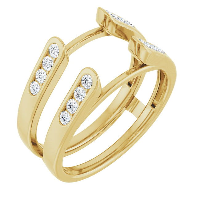 14K Gold Round Lab-Grown Diamond Channel-Set Cathedral-Style Ring Guard - Yellow Gold