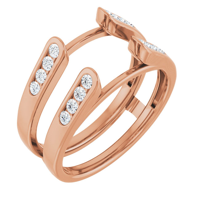 14K Gold Round Lab-Grown Diamond Channel-Set Cathedral-Style Ring Guard - Rose Gold