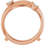 14K Gold Marquise Natural Diamond Bypass Ring Guard - Rose Gold - view 2