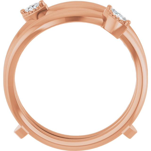 14K Gold Marquise Natural Diamond Bypass Ring Guard - Rose Gold - view 2