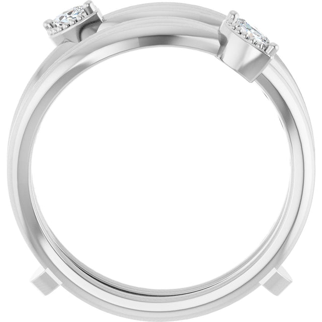 14K Gold Marquise Natural Diamond Bypass Ring Guard - White Gold - view 2