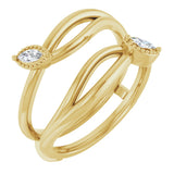 14K Gold Marquise Natural Diamond Bypass Ring Guard - Yellow Gold