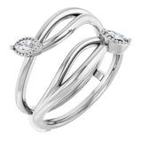 Platinum Marquise Natural Diamond Bypass Ring Guard