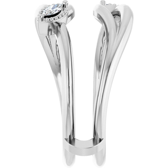 Platinum Marquise Natural Diamond Bypass Ring Guard - view 4