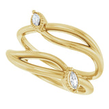 14K Gold Marquise Natural Diamond Bypass Ring Guard - Yellow Gold - view 5