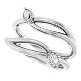 14K Gold Marquise Natural Diamond Bypass Ring Guard - White Gold - view 5