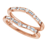 14K Gold Straight Baguette Lab-Grown Diamond Accented Ring Guard - Rose Gold - view 5