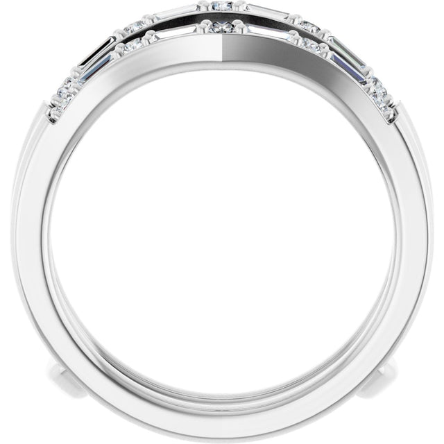14K Gold Straight Baguette Lab-Grown Diamond Accented Ring Guard - White Gold - view 2