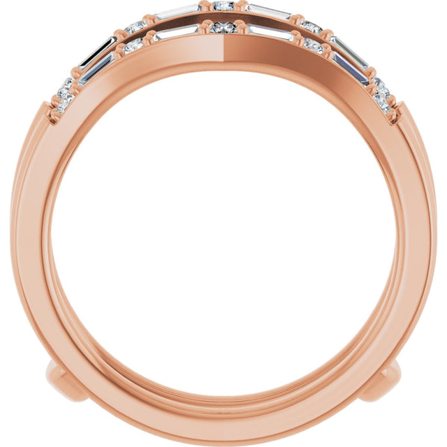 14K Gold Straight Baguette Lab-Grown Diamond Accented Ring Guard - Rose Gold - view 2