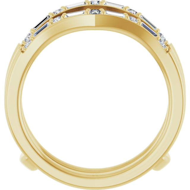 14K Gold Straight Baguette Lab-Grown Diamond Accented Ring Guard - Yellow Gold - view 2