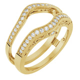 14K Gold Round Natural Diamond Ring Guard X - Yellow Gold