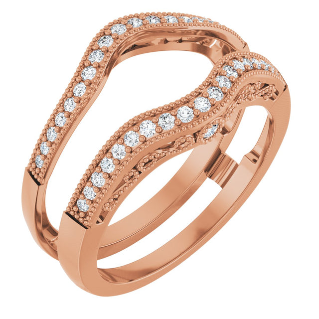 14K Gold Round Natural Diamond Ring Guard X - Rose Gold