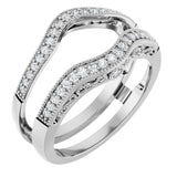 Platinum Round Natural Diamond Ring Guard IX