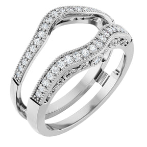 14K Gold Round Natural Diamond Ring Guard X - White Gold