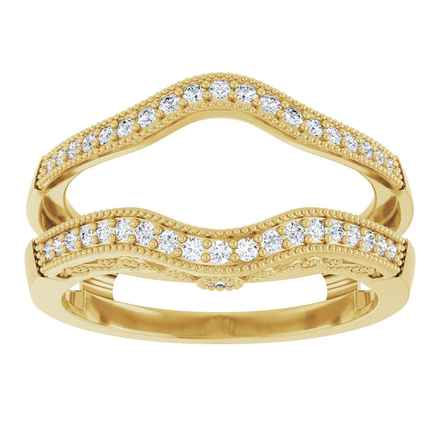 14K Gold Round Natural Diamond Ring Guard X - Yellow Gold - view 3