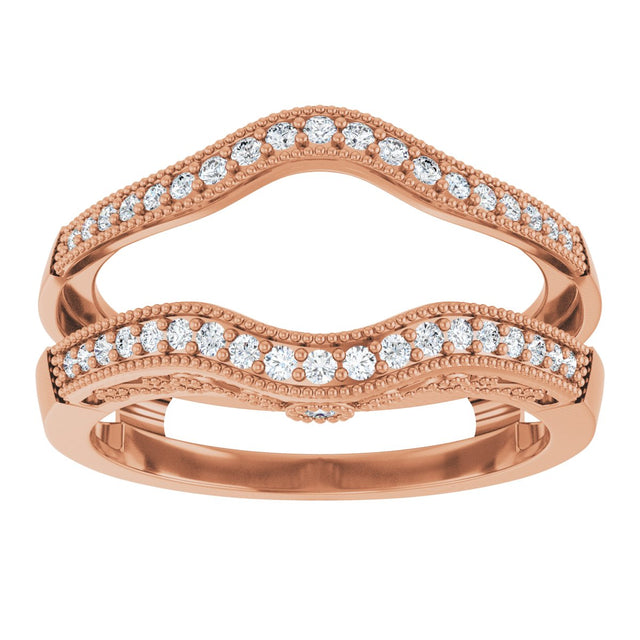 14K Gold Round Natural Diamond Ring Guard X - Rose Gold - view 3