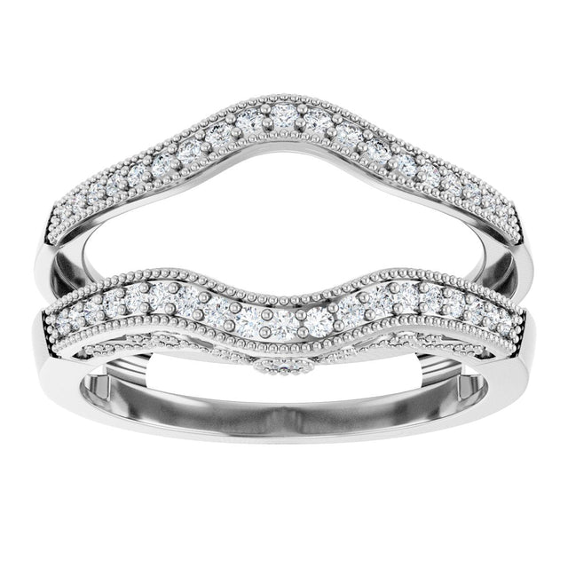 Platinum Round Natural Diamond Ring Guard IX - view 3