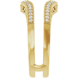 14K Gold Round Natural Diamond Ring Guard X - Yellow Gold - view 4