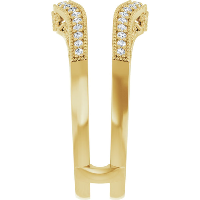 14K Gold Round Natural Diamond Ring Guard X - Yellow Gold - view 4