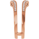 14K Gold Round Natural Diamond Ring Guard X - Rose Gold - view 4