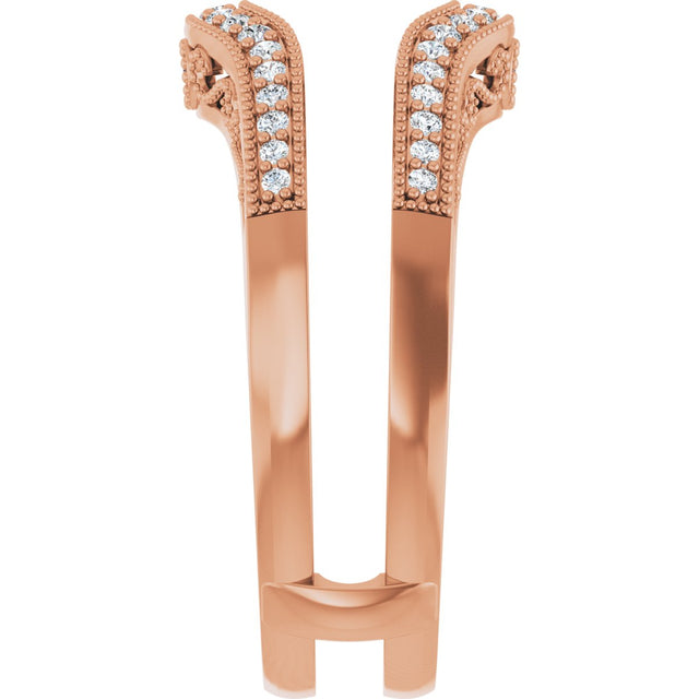 14K Gold Round Natural Diamond Ring Guard X - Rose Gold - view 4