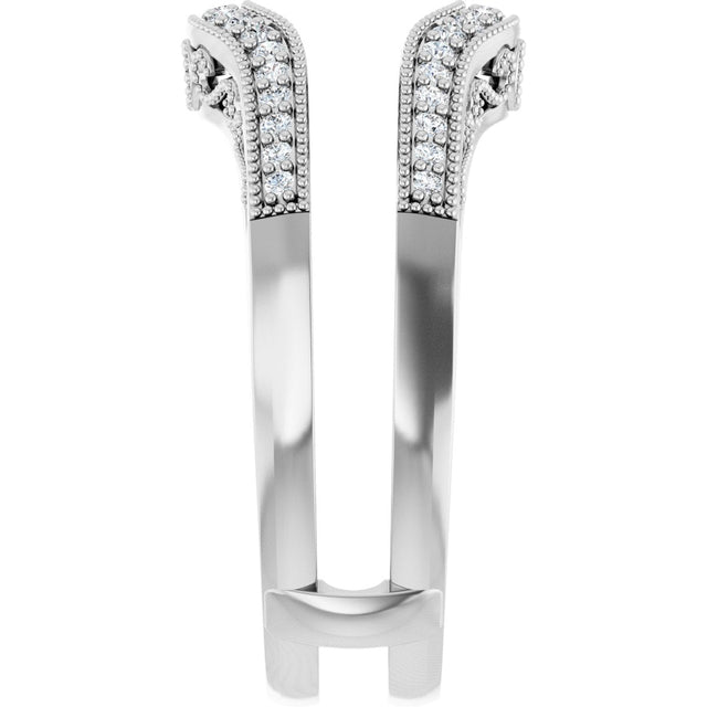 Platinum Round Natural Diamond Ring Guard IX - view 4