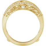 14K Gold Round Natural Diamond Ring Guard X - Yellow Gold - view 2