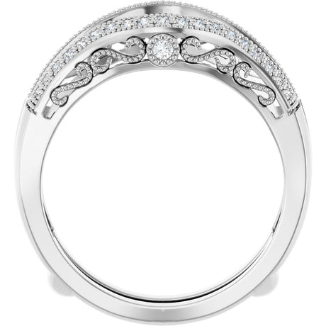 Platinum Round Natural Diamond Ring Guard IX - view 2