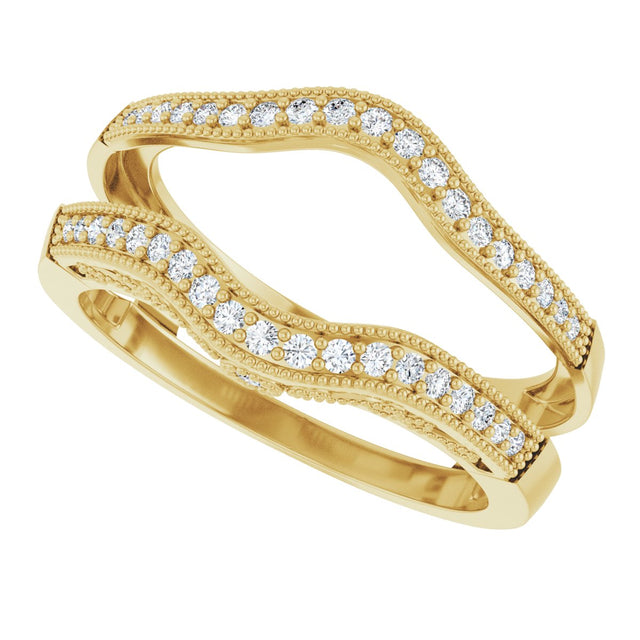 14K Gold Round Natural Diamond Ring Guard X - Yellow Gold - view 5