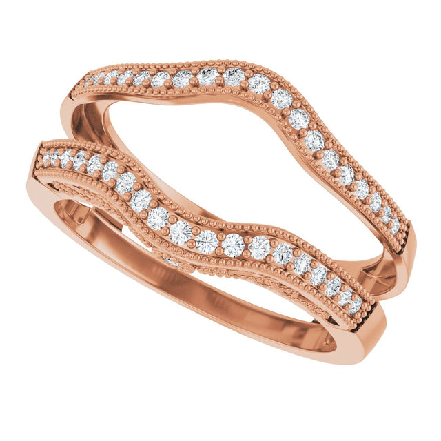 14K Gold Round Natural Diamond Ring Guard X - Rose Gold - view 5