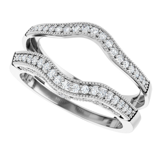 14K Gold Round Natural Diamond Ring Guard X - White Gold - view 5