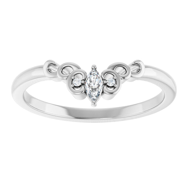 Platinum Marquise Natural Diamond Sculptural Contour Band - view 3
