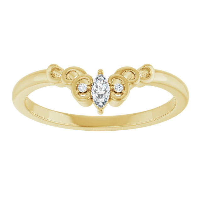 14K Gold Marquise Natural Diamond Sculptural Contour Band - Yellow Gold - view 3