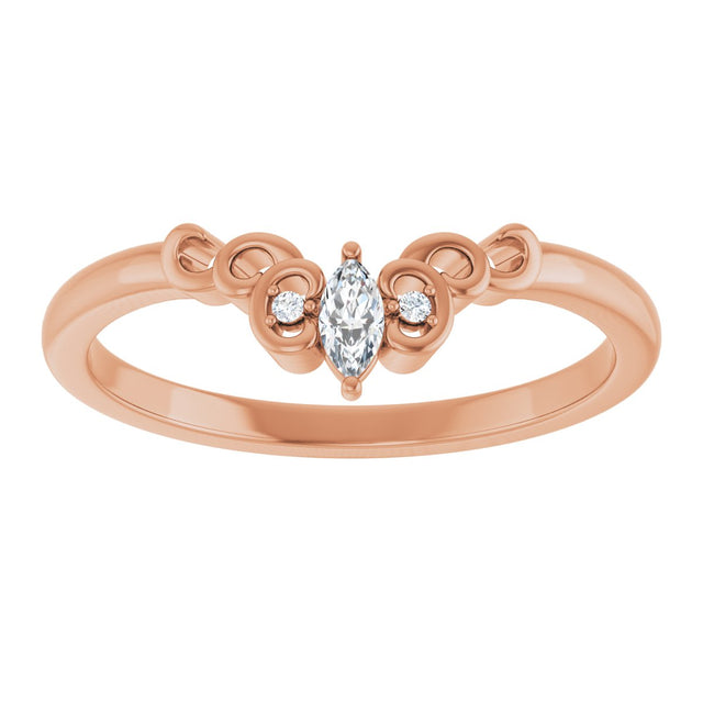 14K Gold Marquise Natural Diamond Sculptural Contour Band - Rose Gold - view 3