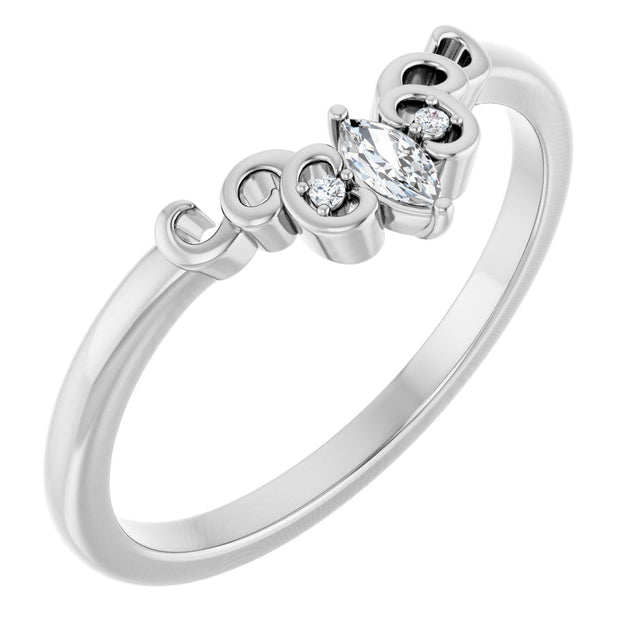 Platinum Marquise Natural Diamond Sculptural Contour Band