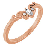 14K Gold Marquise Lab-Grown Diamond Sculptural Contour Band - Rose Gold